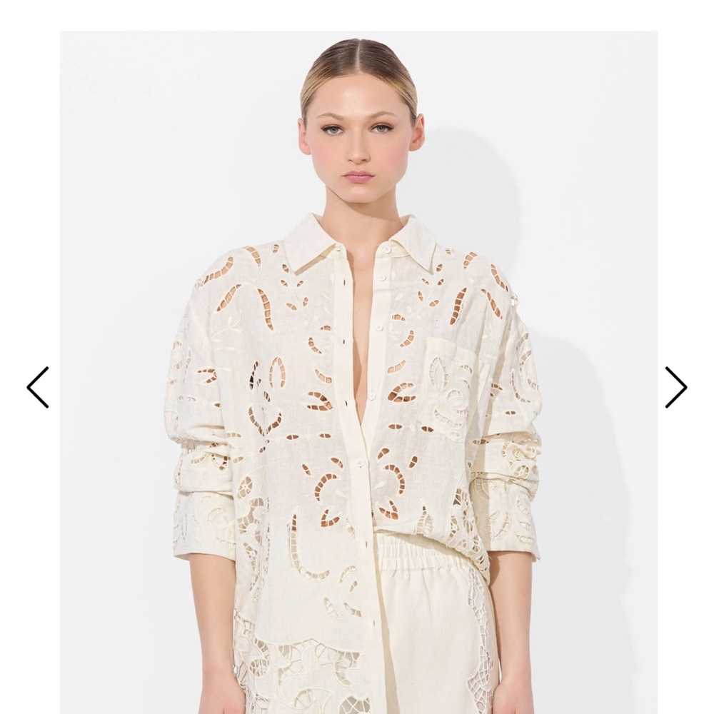 Alice + Olivia Finely Eyelet Oversized Button Down